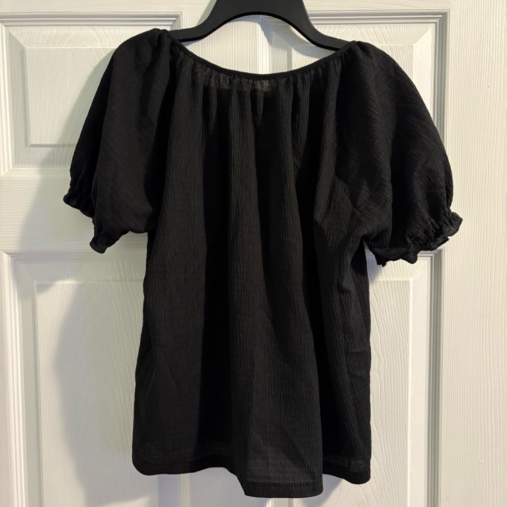 Madewell Black Puff Sleeve Top Medium - Picture 3 of 4
